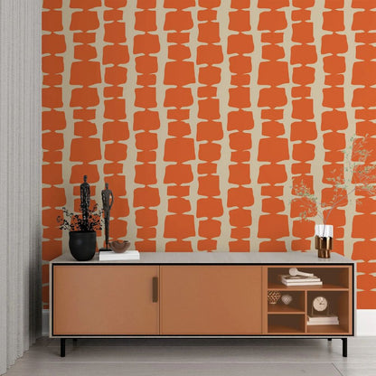 Papier peint motifs terracotta