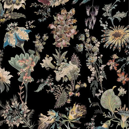 Papier peint noir et fleur vintage motif 