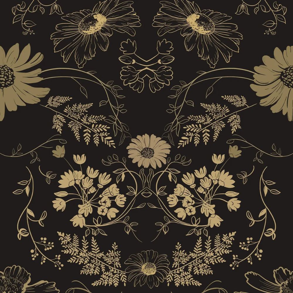 Papier peint noir et or chambre motif