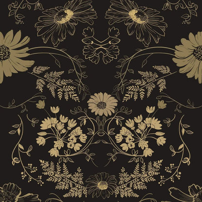 Papier peint noir et or chambre motif