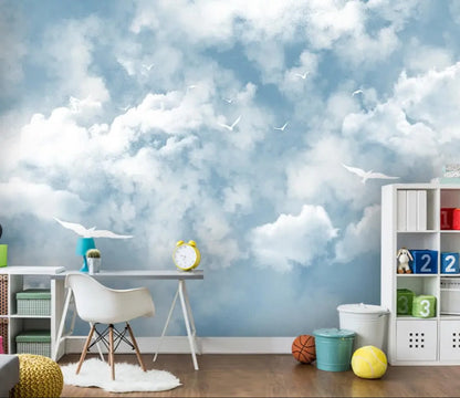 Papier peint nuage bleu
