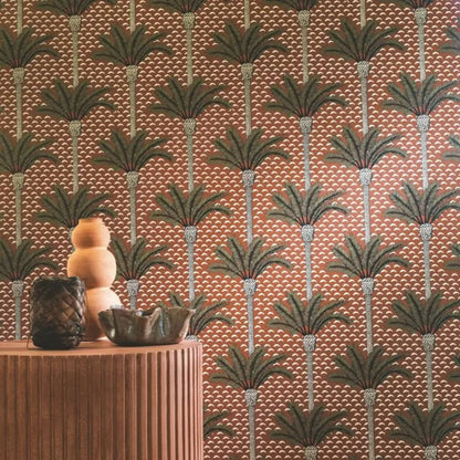 Papier peint palmier terracotta deco murale