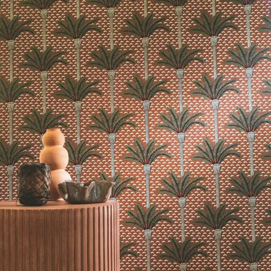 Papier peint palmier terracotta deco murale