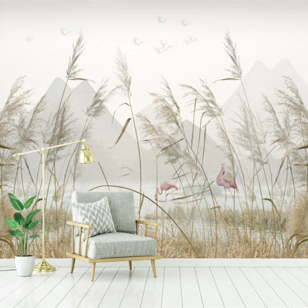 Papier peint panoramique flamant rose