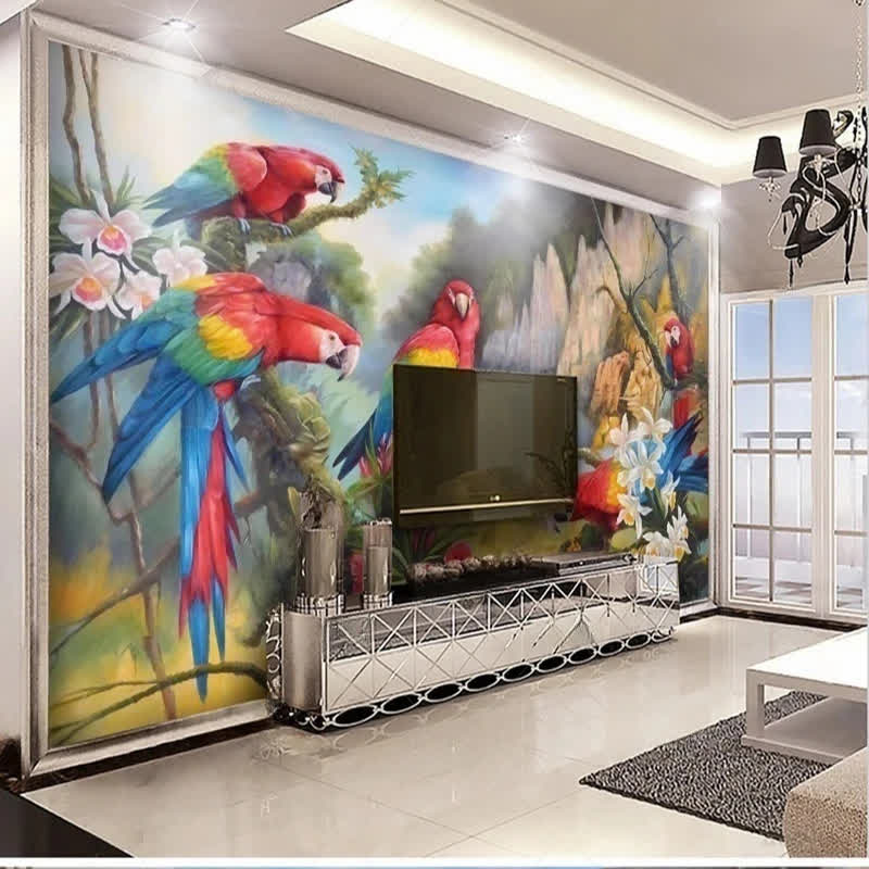 Papier peint panoramique perroquet deco mural