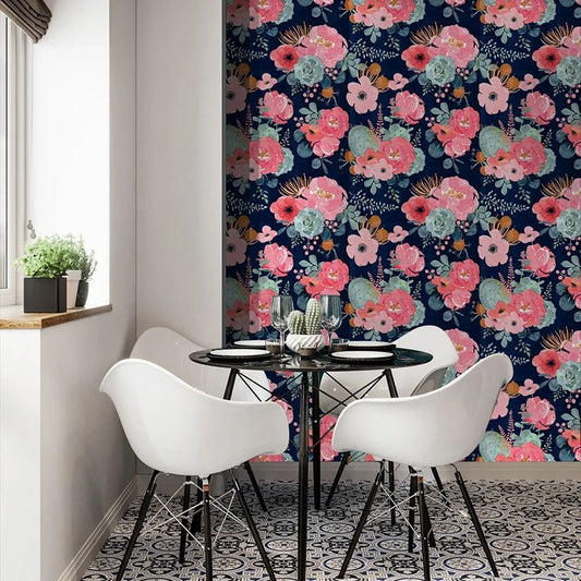 Papier peint pivoines vintage
