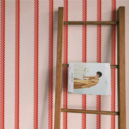 Papier peint rayure rose et blanc