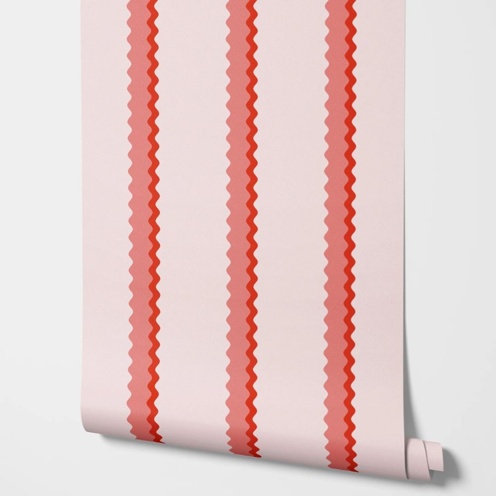 Papier peint rayure rose et blanc deco murale