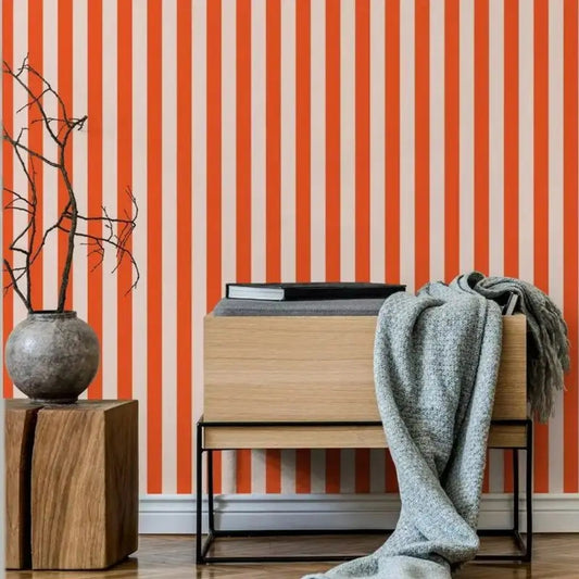 Papier peint rayure rouge