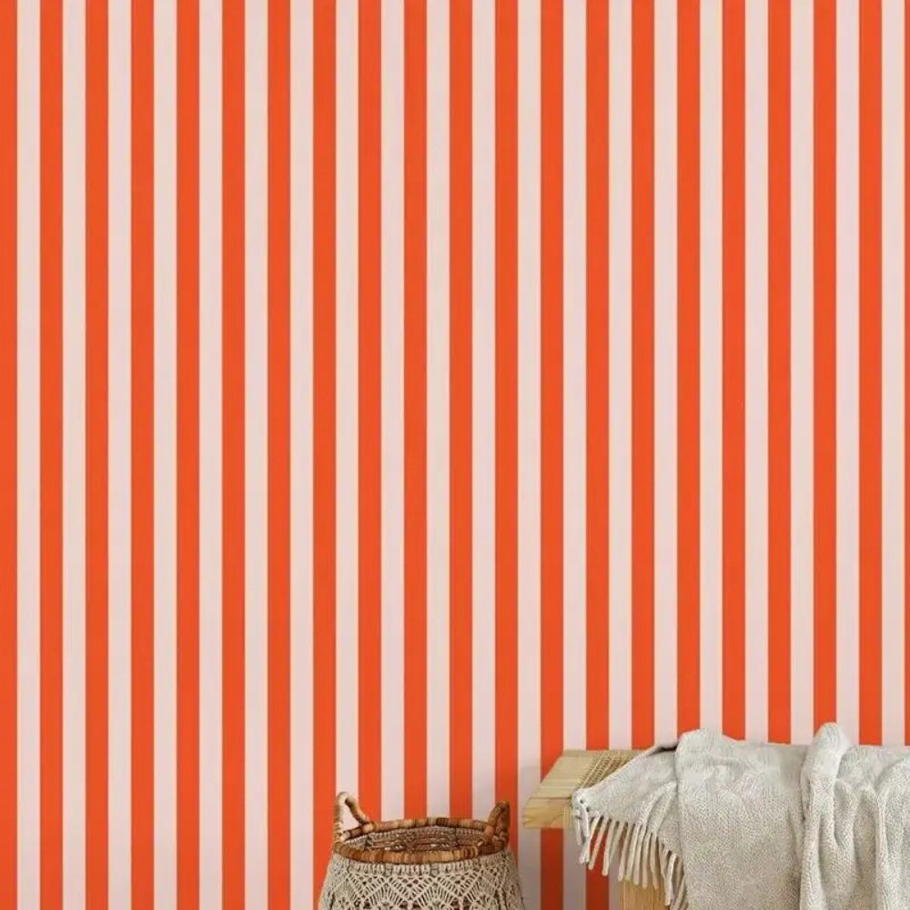 Papier peint rayure rouge decoration murale