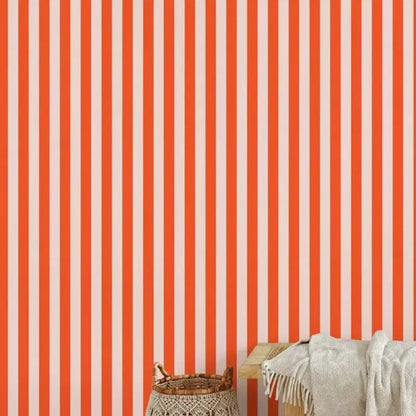 Papier peint rayure rouge decoration murale