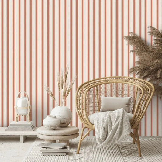 Papier peint rayure terracotta