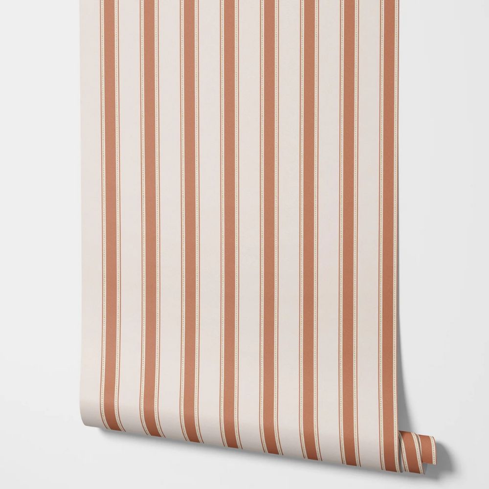 Papier peint rayure terracotta chic motif