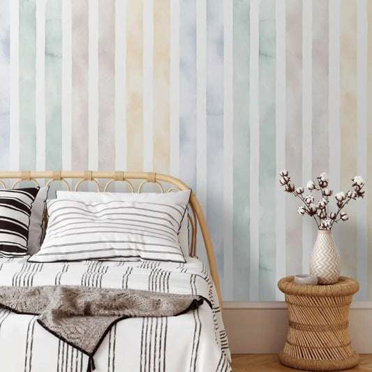 Papier peint rayures aquarelle