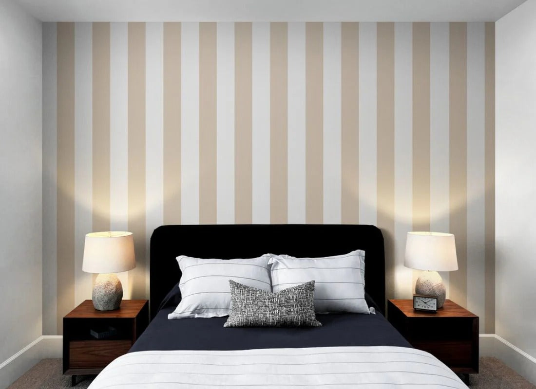 Papier peint rayures beige