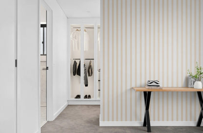 Papier peint rayures beige deco chambre