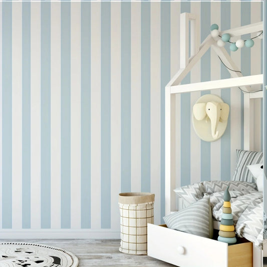 Papier peint rayures bleu