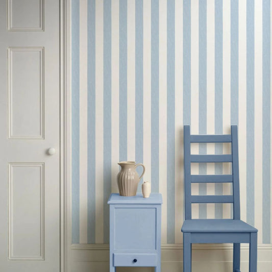 Papier peint rayures bleu et blanc