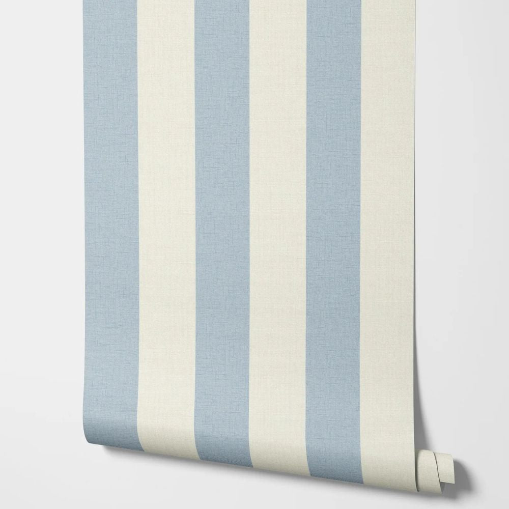 Papier peint rayures bleu et blanc decoration murale