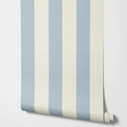 Papier peint rayures bleu et blanc decoration murale