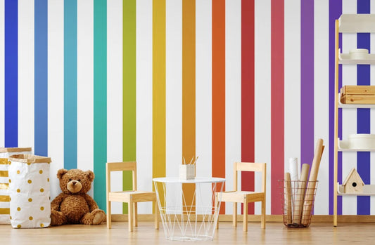 Papier peint rayures multicolores