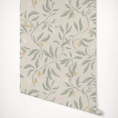 Papier peint salon vert sauge decoration murale