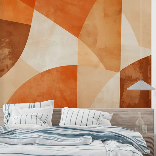 Papier peint terracotta et beige