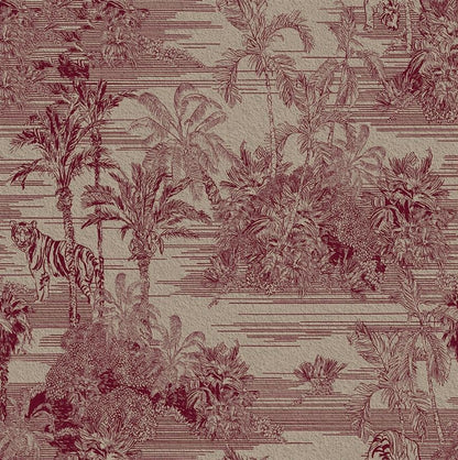 Papier peint toile de jouy bordeaux motif