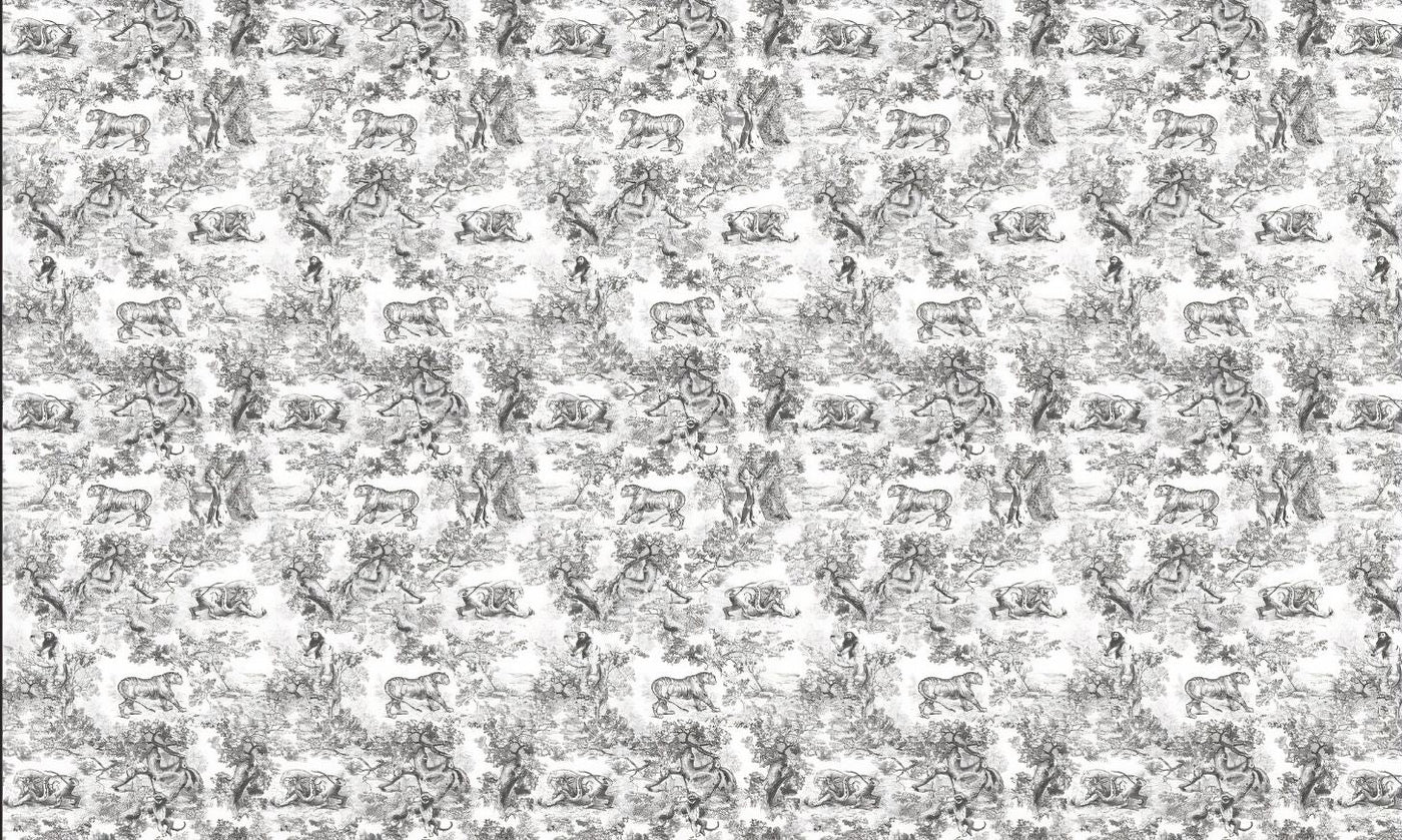 Papier peint toile de jouy noir et blanc
