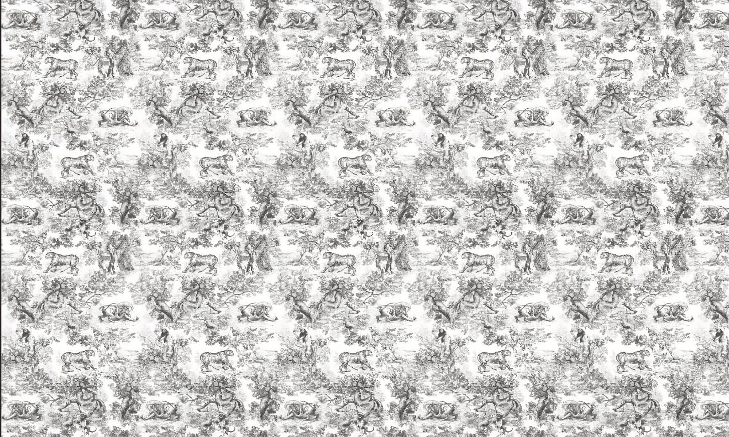Papier peint toile de jouy noir et blanc motif tapisserie murale