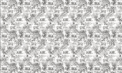 Papier peint toile de jouy noir et blanc motif tapisserie murale