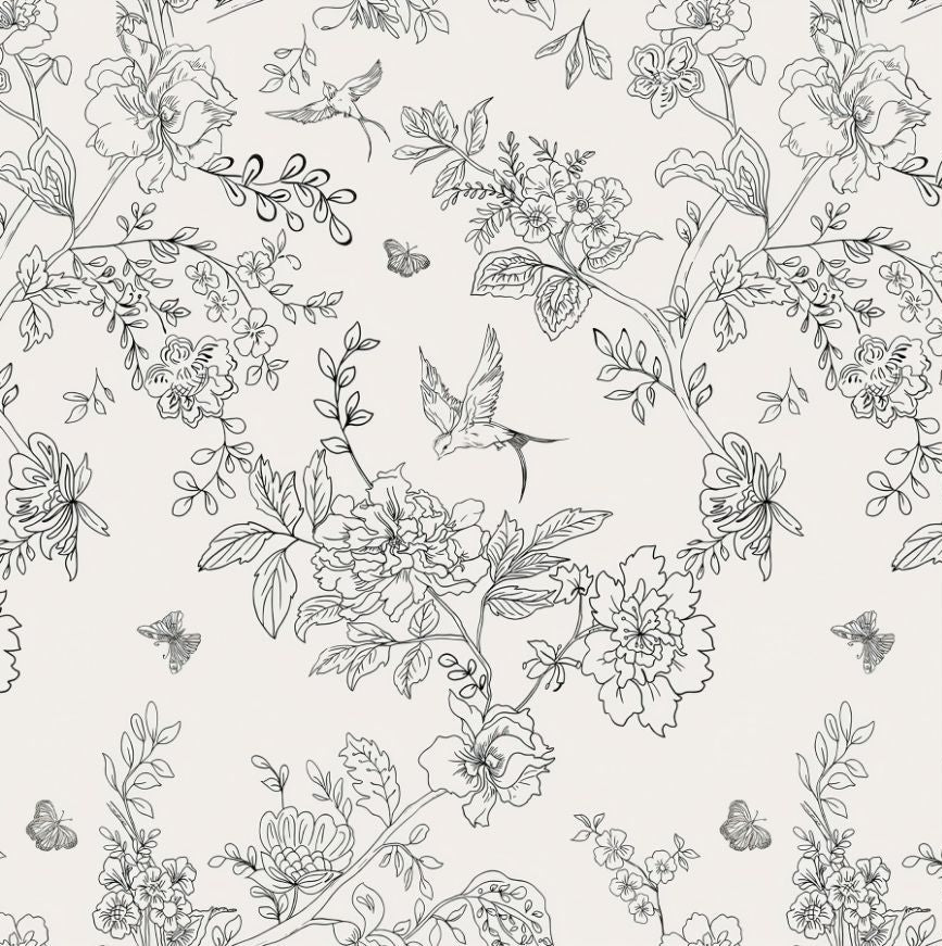 Papier peint toile de jouy petite fleur motif