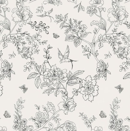 Papier peint toile de jouy petite fleur motif