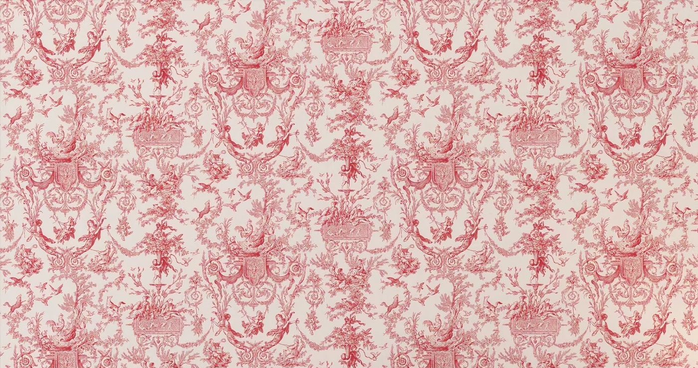 Papier peint toile de jouy rose