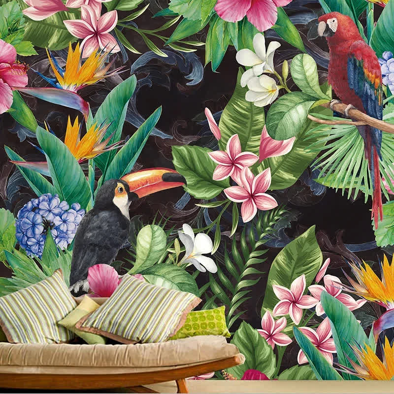 Papier peint tropical perroquet