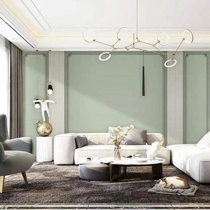 Papier peint vert sauge uni salon