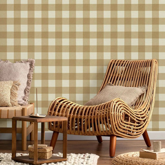 Papier peint vichy beige fond