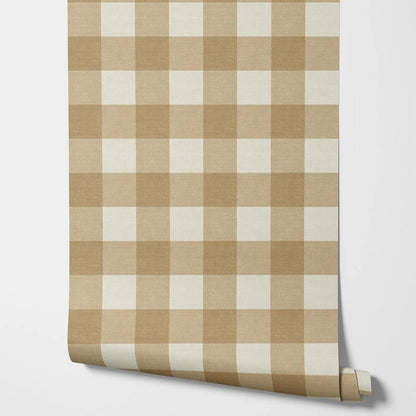 Papier peint vichy beige motif