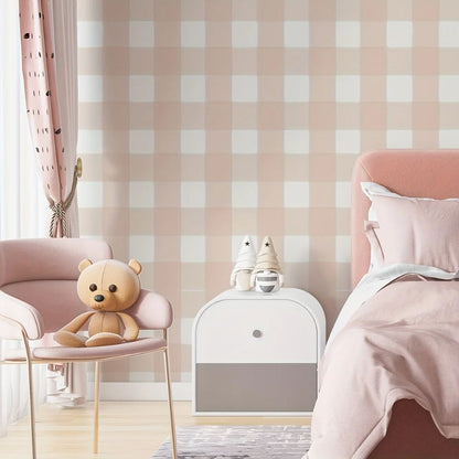 Papier peint vichy rose pâle