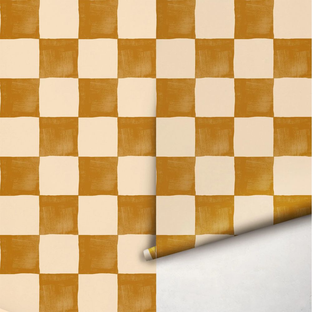 Papier peint vichy terracotta motif