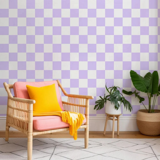 Papier peint vichy violet