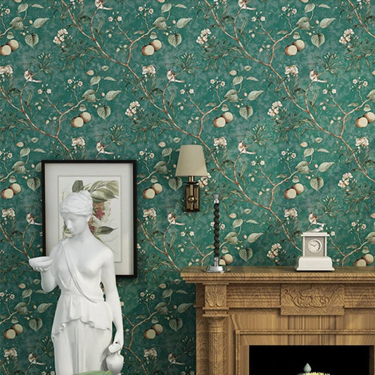 Papier peint vintage fleur et oiseau