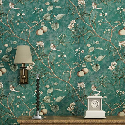 Papier peint vintage fleur et oiseau decor