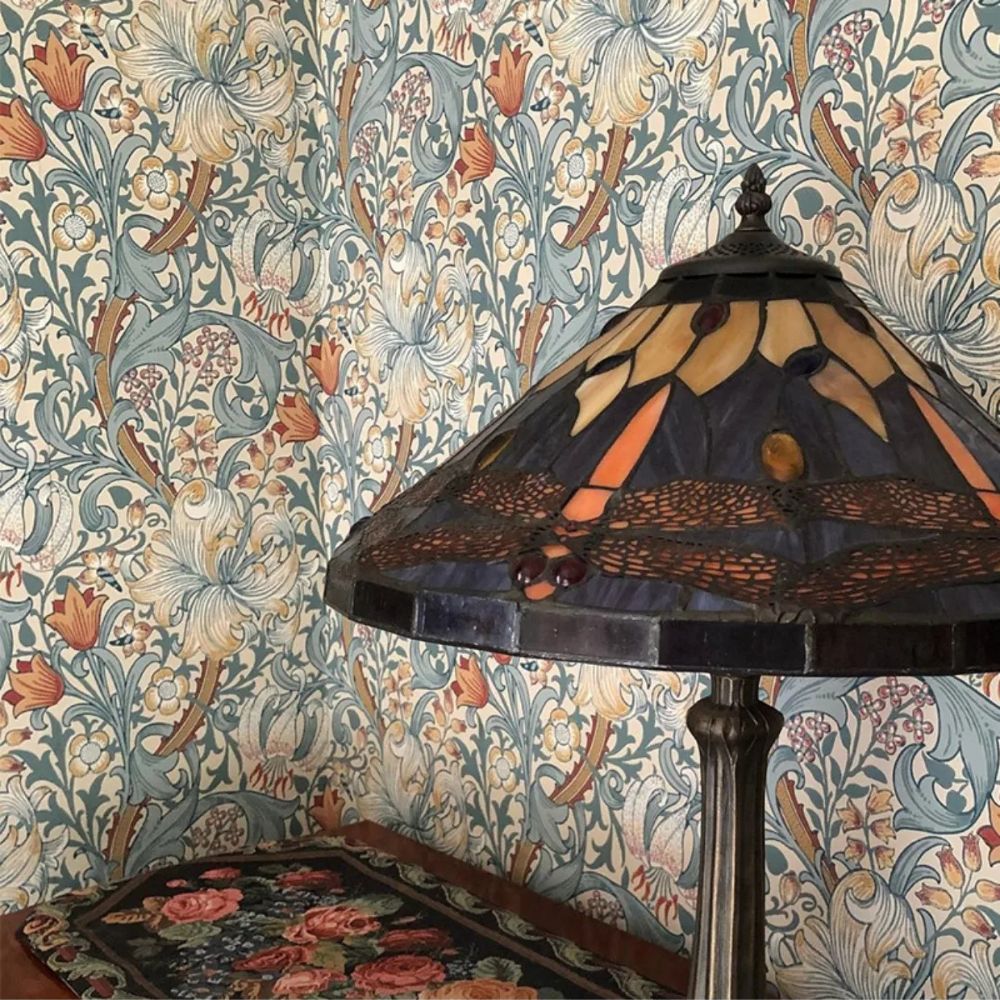 Papier peint william morris Arts & Crafts floral pastel deco mural