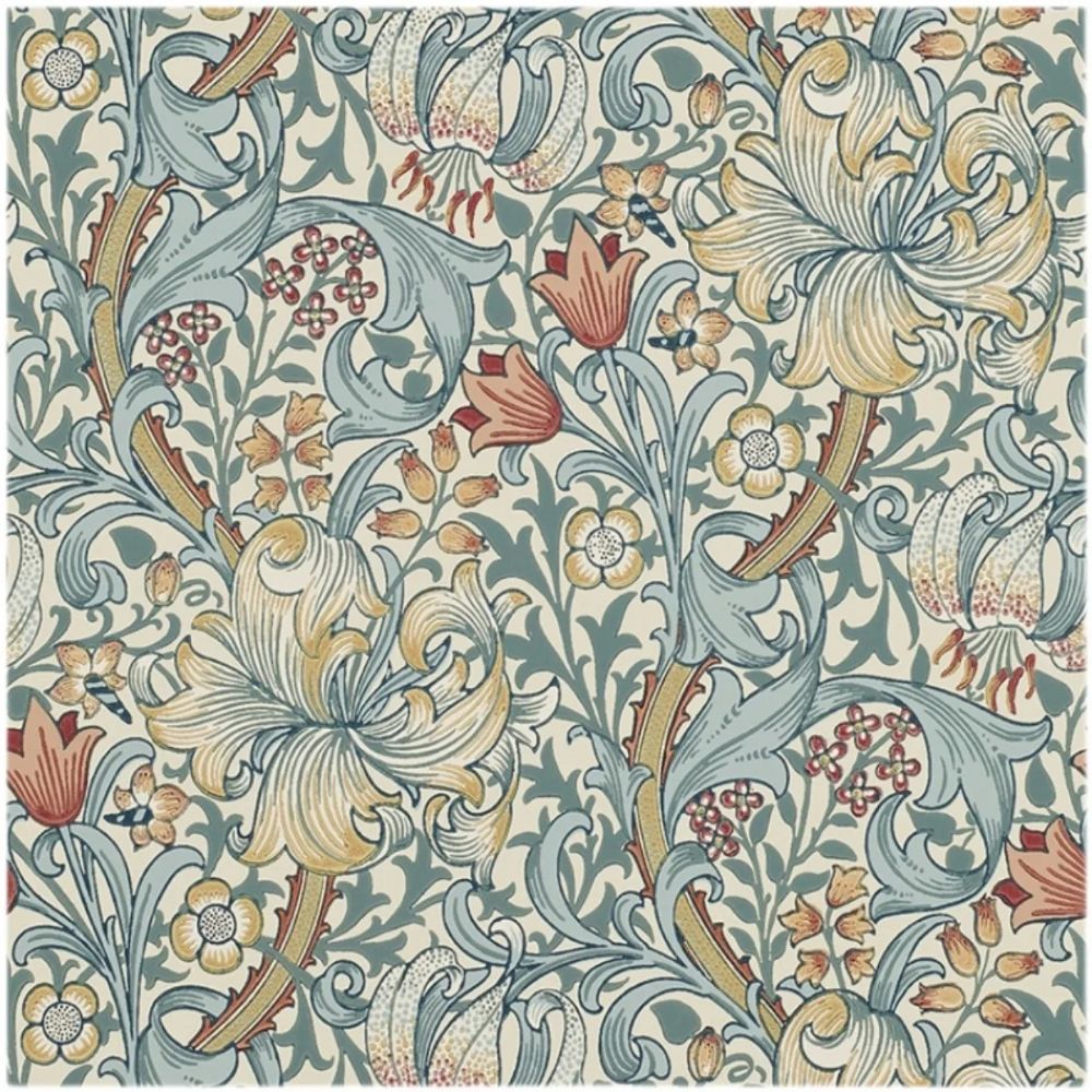 Papier peint william morris Arts & Crafts floral pastel motif