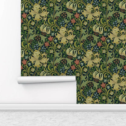 Papier peint william morris golden lily deco mural