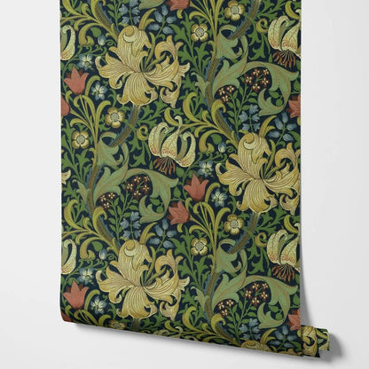 Papier peint william morris golden lily motif