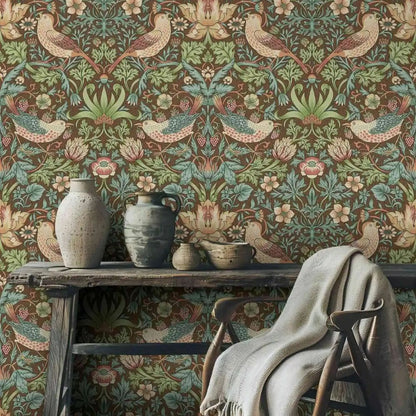Papier peint william morris strawberry thief