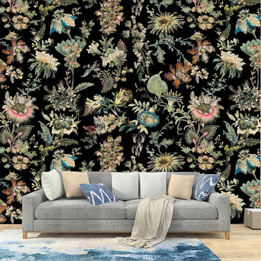 Papierpeintnoiretfleurvintage