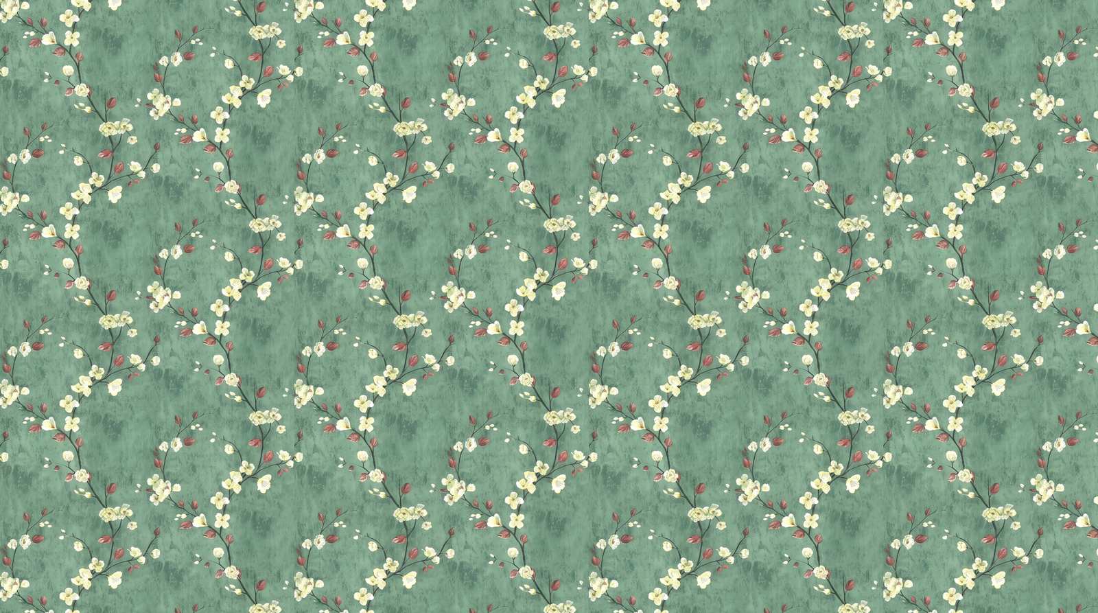 couloir-papier-peint-vert-motif